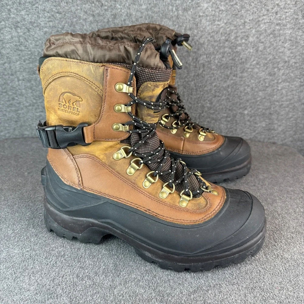 Sorel Mens Conquest Waterproof Leather Boots Brown NM1049-287‎ Size 10.5